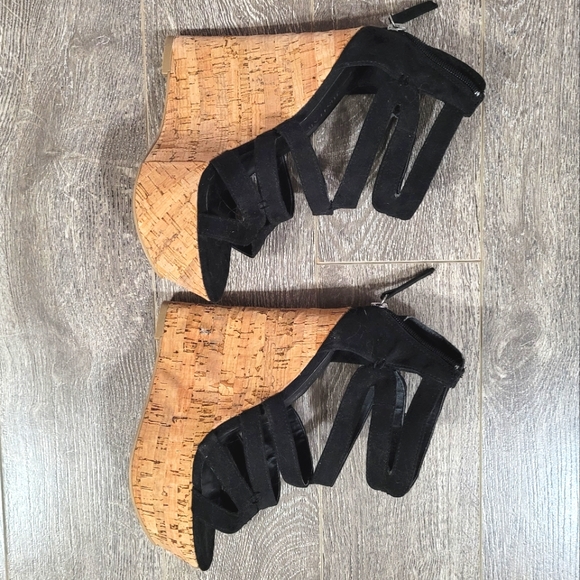 Just fab wedge heels/ sandals black open toed - Picture 3 of 5